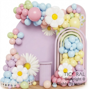 SET DE GLOBOS ARCO XL MARGARITAS COLOR PASTEL XY-08699 LA786 59 UNIDADES
